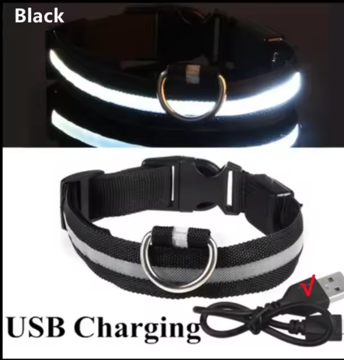 LED Glowing Dog Collar Adjustable Flashing Rechargea Luminous Collar Night Anti-Lost Dog Light HarnessFor Small Dog Pet Products