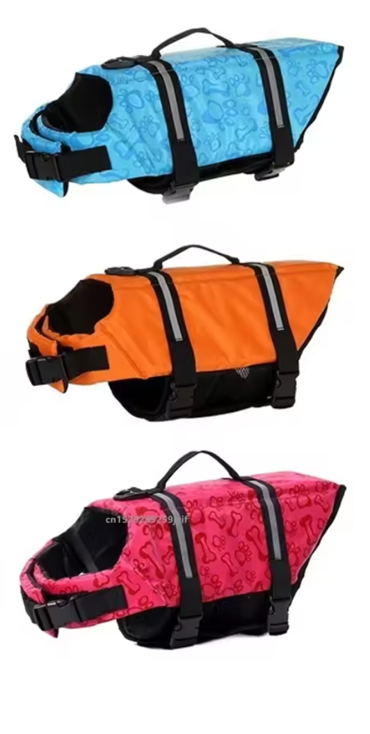 Summer Dog Life Jacket Reflective Adjustable Large Dogs Swimwear Safety Vest Surfing Sailboat Enhanced Buoyancy Pet Lifejackets