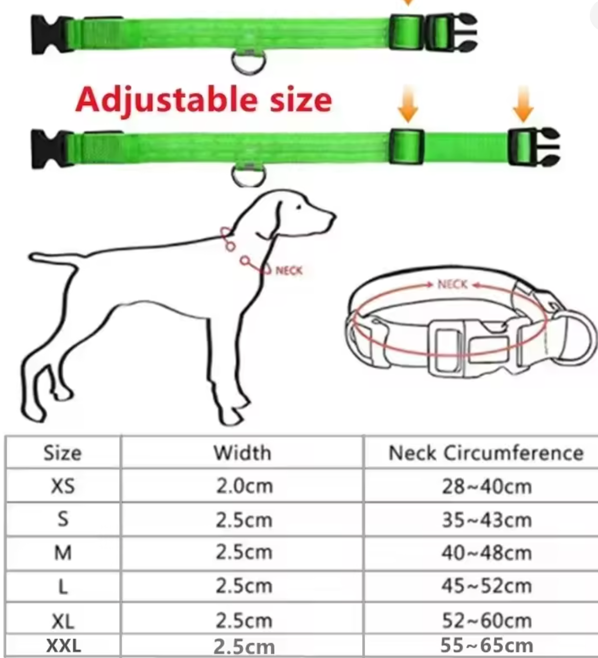 LED Glowing Dog Collar Adjustable Flashing Rechargea Luminous Collar Night Anti-Lost Dog Light HarnessFor Small Dog Pet Products