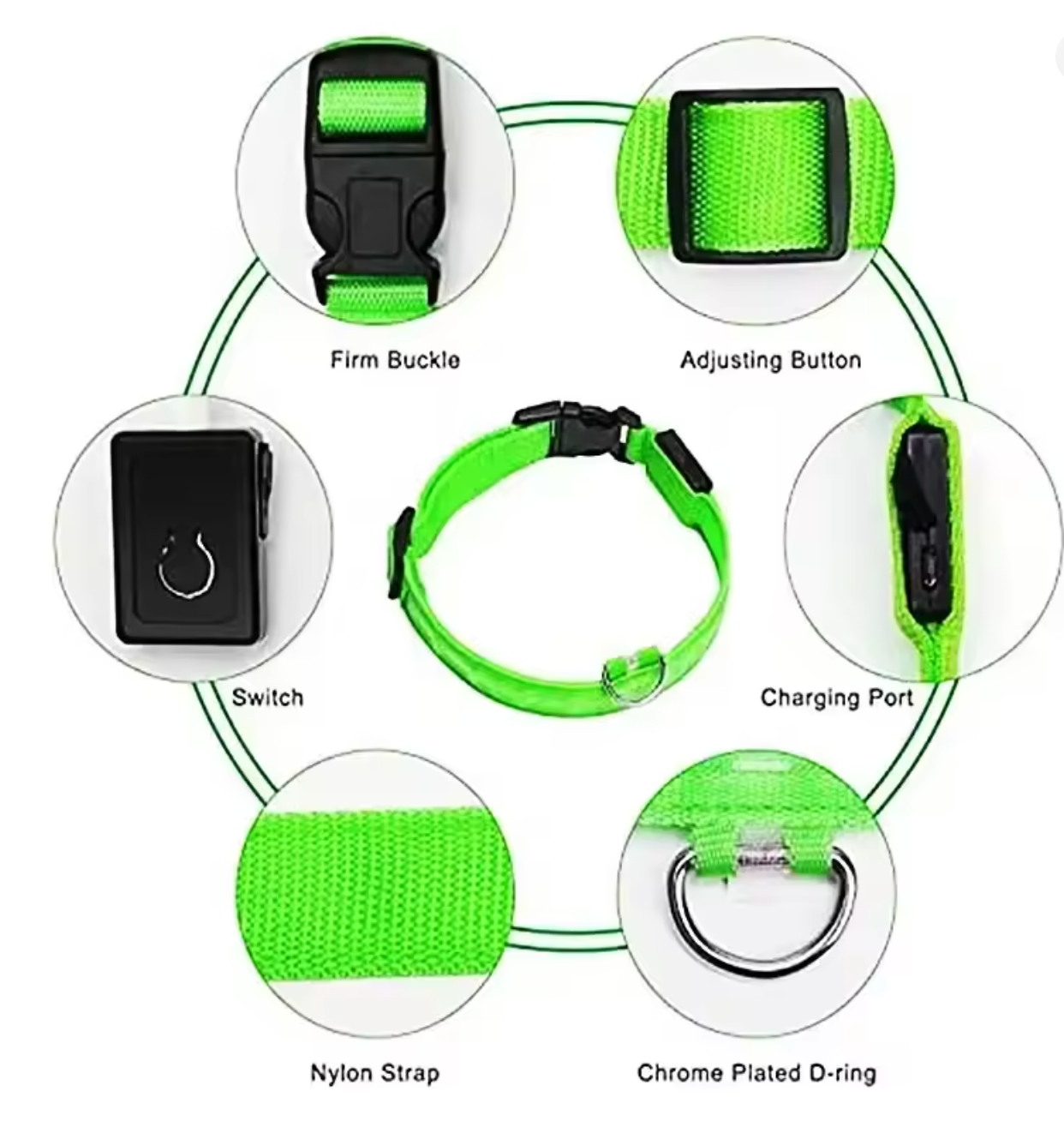 LED Glowing Dog Collar Adjustable Flashing Rechargea Luminous Collar Night Anti-Lost Dog Light HarnessFor Small Dog Pet Products