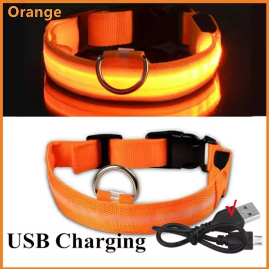 LED Glowing Dog Collar Adjustable Flashing Rechargea Luminous Collar Night Anti-Lost Dog Light HarnessFor Small Dog Pet Products