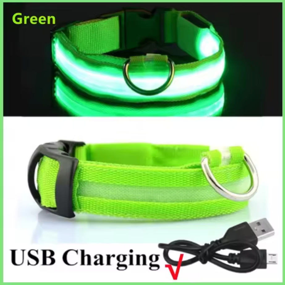 LED Glowing Dog Collar Adjustable Flashing Rechargea Luminous Collar Night Anti-Lost Dog Light HarnessFor Small Dog Pet Products