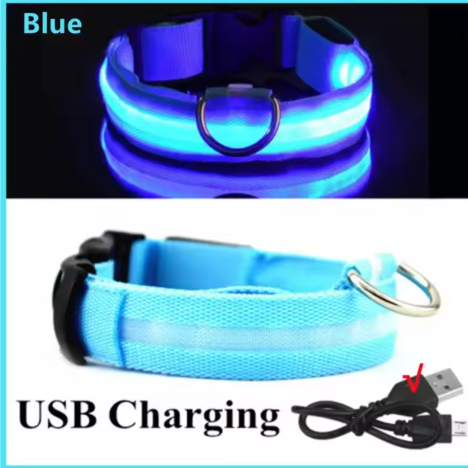 LED Glowing Dog Collar Adjustable Flashing Rechargea Luminous Collar Night Anti-Lost Dog Light HarnessFor Small Dog Pet Products