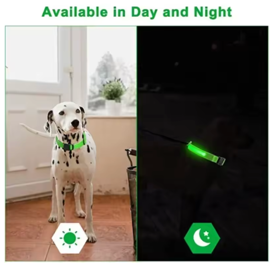 LED Glowing Dog Collar Adjustable Flashing Rechargea Luminous Collar Night Anti-Lost Dog Light HarnessFor Small Dog Pet Products