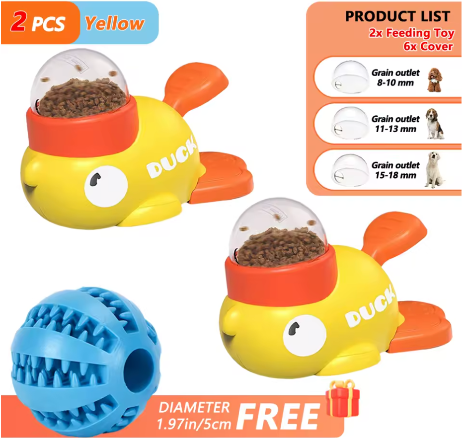 Pet Snack Feeder Dog Food Dispenser Automatic Feeder Puppy Cartoon Duck Design Used to Train Dogs Accessories Cats Cat Supplies